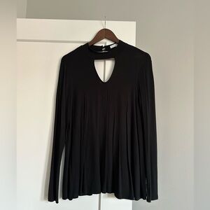 Fever Black Keyhole Long Sleeve Top